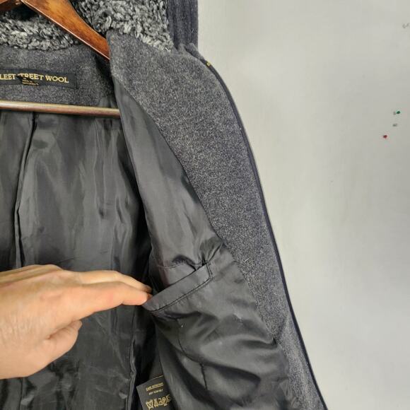 Fleet Street Wool Coat Women's SZ M Black Full Zip Hooded Pockets EUC - Picture 9 of 16